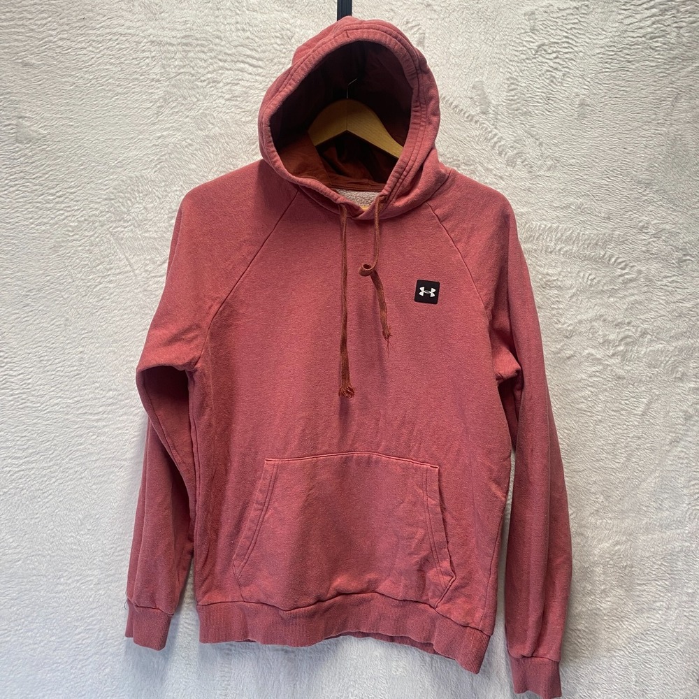 Under Armour Rival Fleece Hoodie Mens Small Pink Coldgear Pullover 1357092